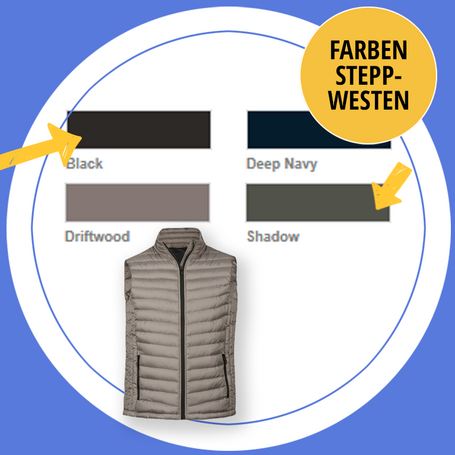 Farben Steppweste mit Firmenlogo